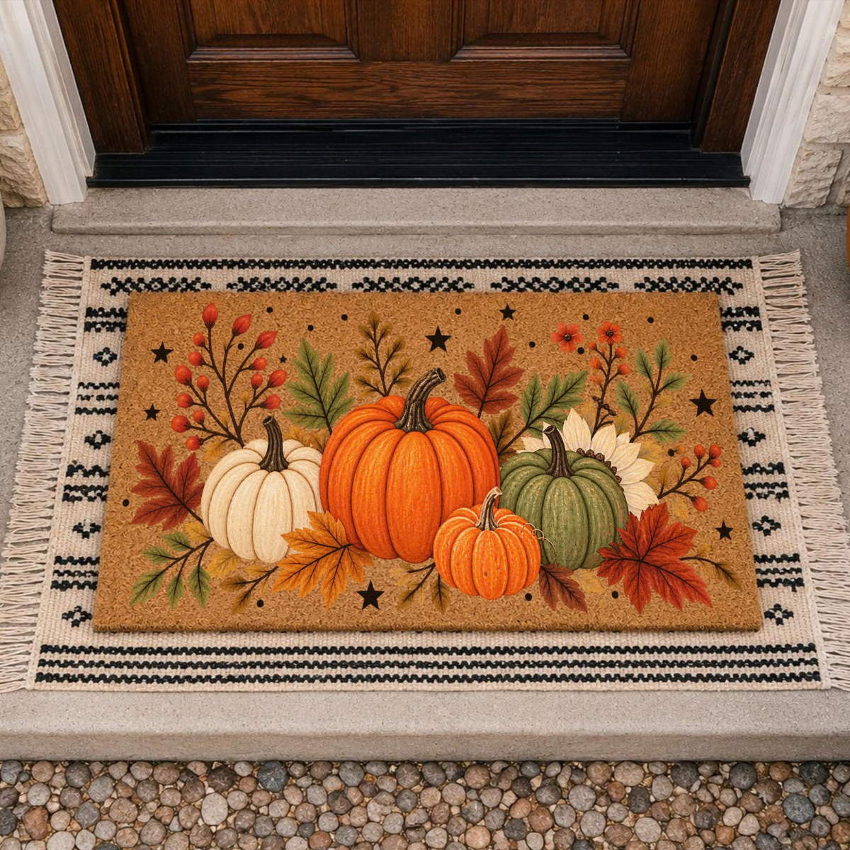 Fall Pumpkin Doormat, Autumn Door Mat, Harvest Welcome Mat, Pumpkin Front Porch Decor, Thanksgiving Doormat, Fall Outdoor Entryway Mat 3294c462-4813-41e5-844e-36615ab12c30-4.png