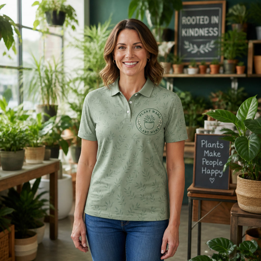 Plant Mama Botanical Crest Polo - Polo shirt - All over printed 32f21b18-537e-468e-a6e2-d65caf5e274d.jpg