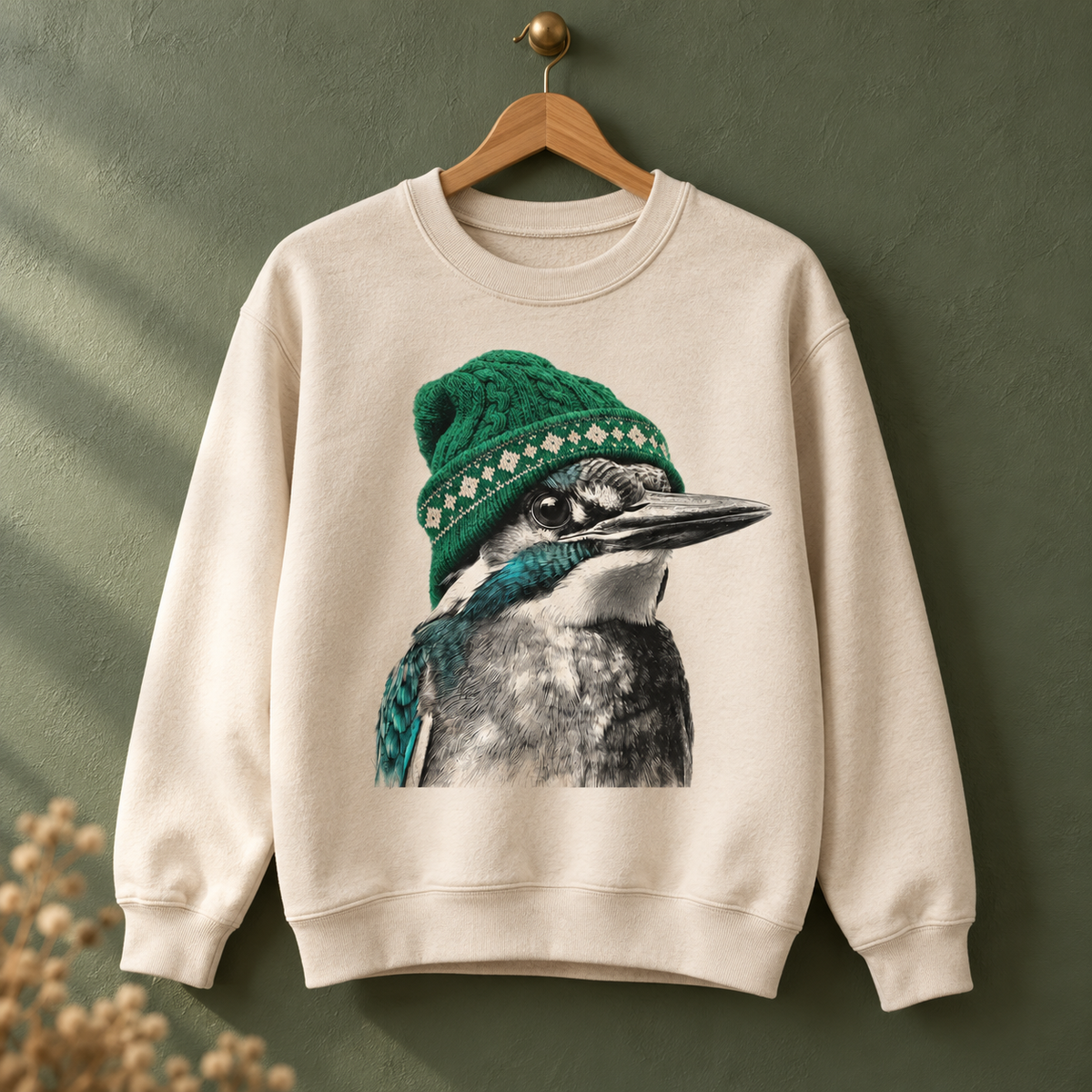 Kingfisher in Beanie Sweatshirt, Birdwatching Nature Lover Gift For Hims, Hers 337bd5ea-084f-439b-9e27-2197b78001c1--o-n-c-t-chim-i-m-xanh-2.png