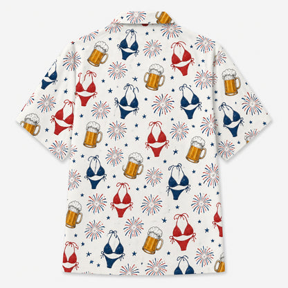 Simple Man Face Pattern Hawaiian Shirt - Back view