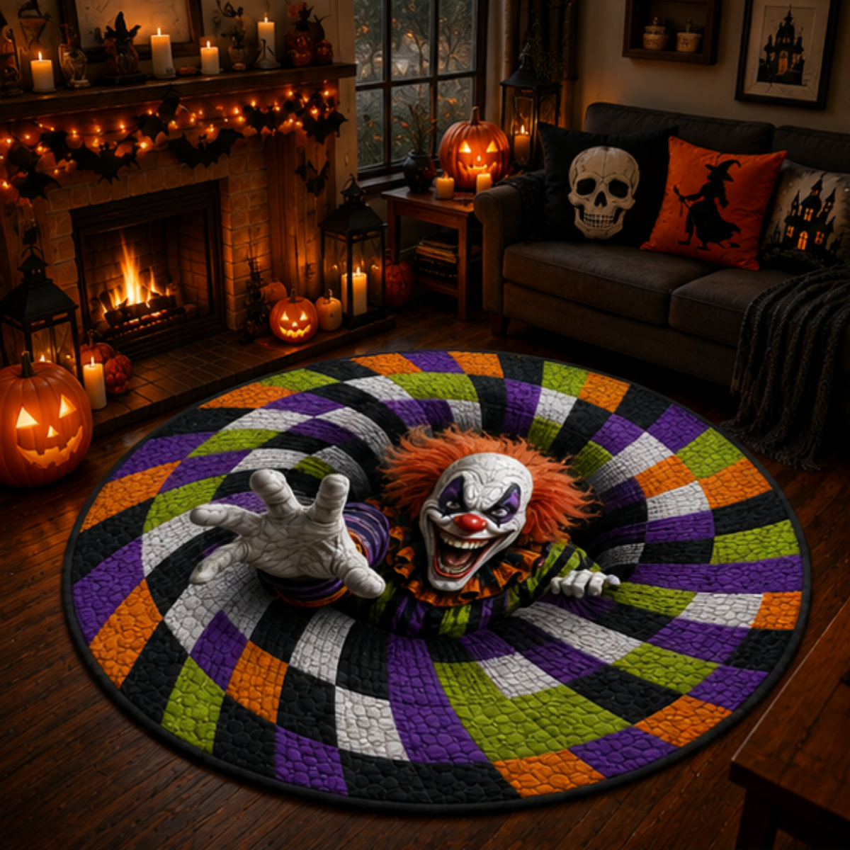 Welcome to the Freak Show 3D Clown Vortex Quilted Carpet – Creepy Carnival Halloween Illusion Rug, Spooky Horror Room Decor 36361f52-e784-4f63-abfe-436492671a2f-5.png
