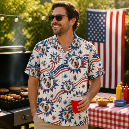 Custom Pet Face Patriotic Hawaiian Shirt - Lifestyle 2