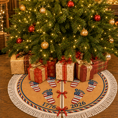 Personalised Family Name Gifts - Christmas Family Tree Skirt - Merry Christmas Tree Skirt 250 Years Of Freedom 36c06a7f-0d7a-494b-9807-273099723cb8-3.png