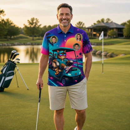 Neon Cat Golfer AOP Polo — Custom Name Sleeve - Personalized Polo shirt - All over printed 3772ab16-75db-4c2a-a20e-ff650a0d370c.jpg