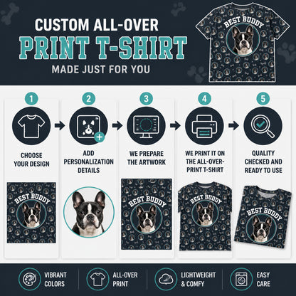 Custom Pet Photo Pattern AOP T‑Shirt - How to customize