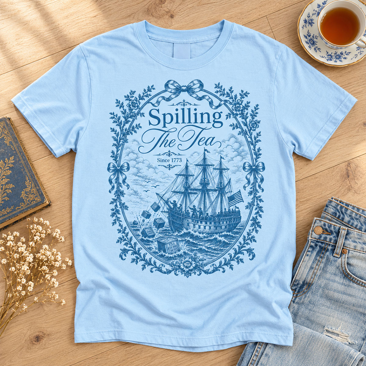 Blue Toile Spilling The Tea Since 1773 Shirt, Vintage Patriotic Tee, America 250th Anniversary Shirt, Boston Tea Party Tee 37ff06d4-7b0a-4b17-b9d0-c091ebf746c0-t-i-xu-ng-2-.png