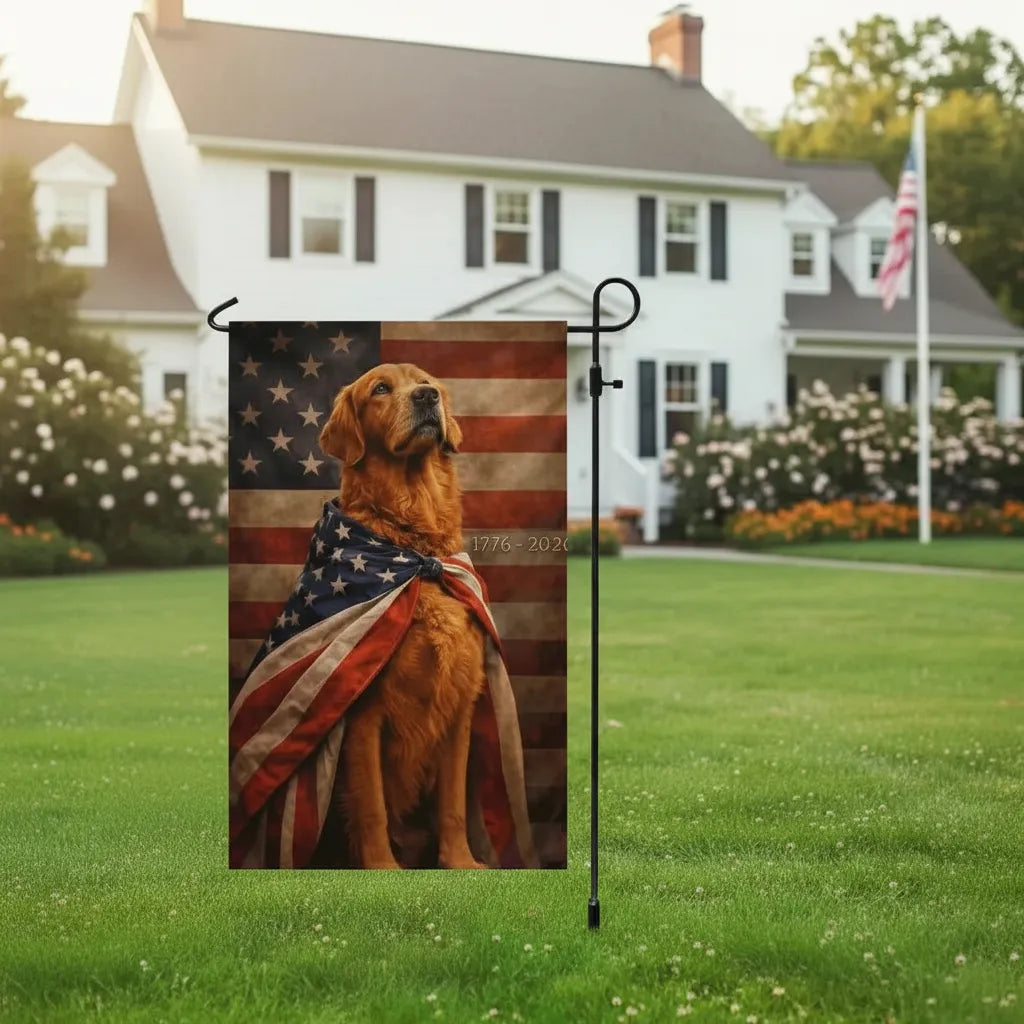 Custom Dog Photo American Patriot Garden Flag