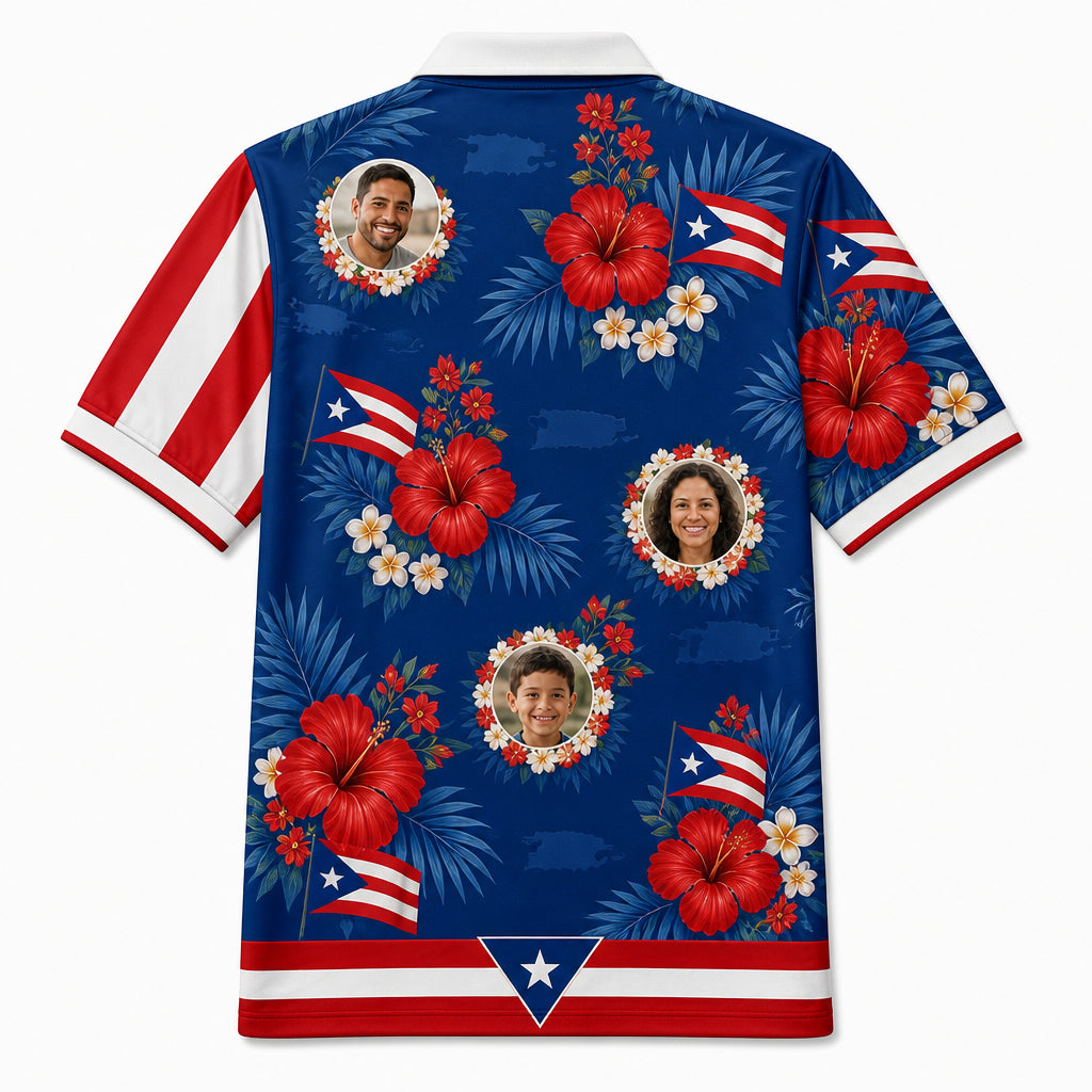 Custom Photo Puerto Rico Flag Hawaiian Shirt - Back view