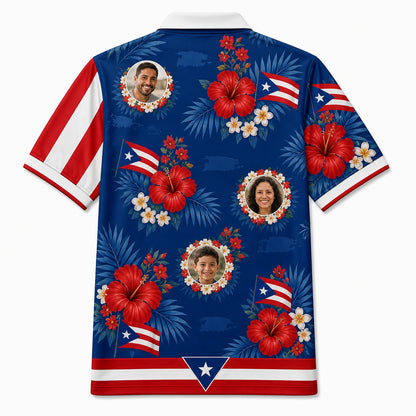 Custom Photo Puerto Rico Flag Hawaiian Shirt - Back view
