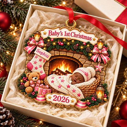 Baby By Fireplace Baby's First Christmas 2D Flat - Personalized Acrylic Ornament - 250th America 1776 - 2026 Anniversary, Patriotic Christmas Decor, Gifts for New Parents 3995d748-050b-408e-bfd3-472929548b34-4.jpg