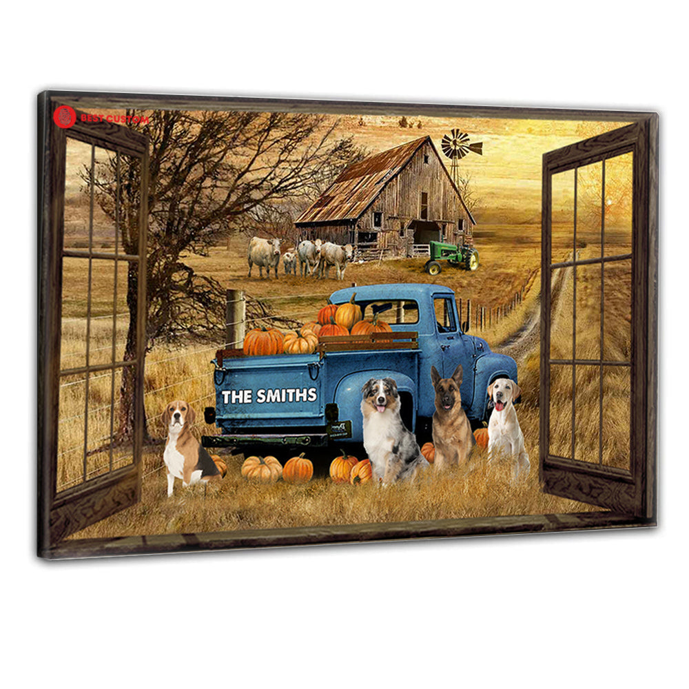 Faux Window Truck Dogs Custom Canvas Gift For Dog Lovers 39_2.jpg