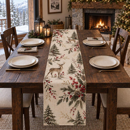 Christmas Table Runner, Woodland Deer Holiday Decor, Botanical Reindeer Runner, Elegant Rustic Christmas Dining Gift 39cf46e8-a7da-4a93-b551-0446bb2f4ab3--6.jpg