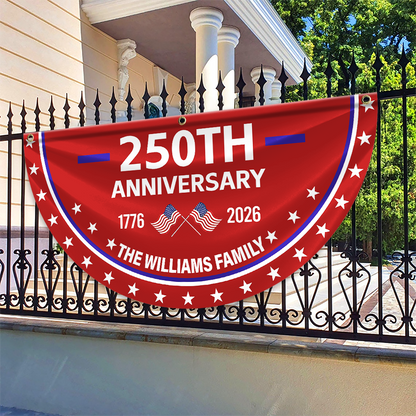 Custom Family Name 250th Anniversary 1776-2026 America Non-Pleated Fan Flag