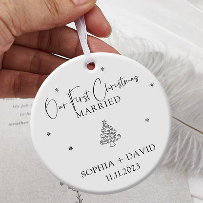 Christmas Tree First Christmas Married - Personalized Ornament - Christmas Gift 3_0400c777-fdcb-4c41-ad22-445f84bef1a4.jpg