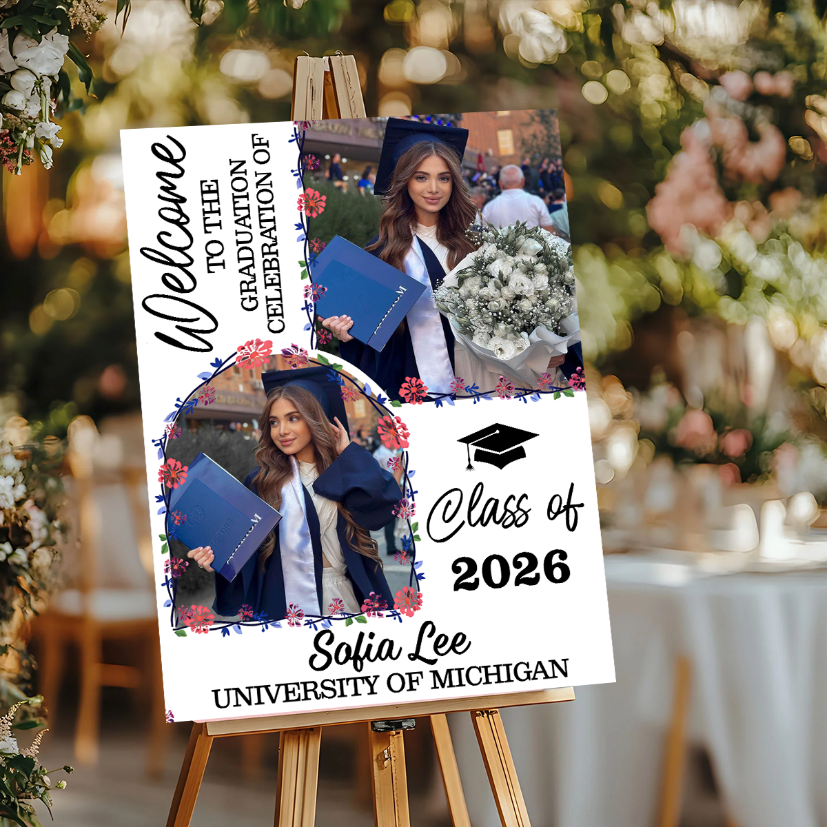Floral Graduation Class Of 2026 - Graduation Welcome Sign Party Sign
