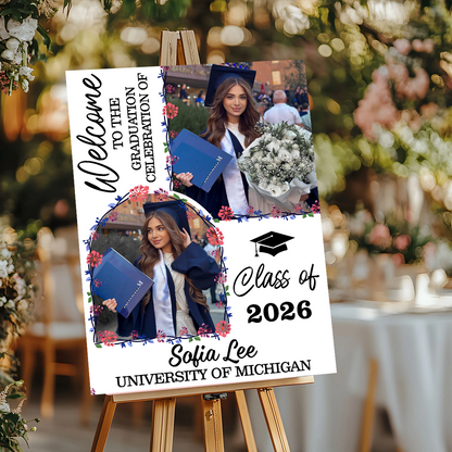Floral Graduation Class Of 2026 - Graduation Welcome Sign Party Sign