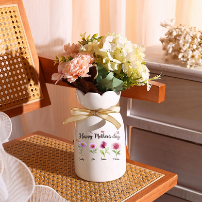 Grandkids - Personalized Custom Ribbon Tie Flower Vase