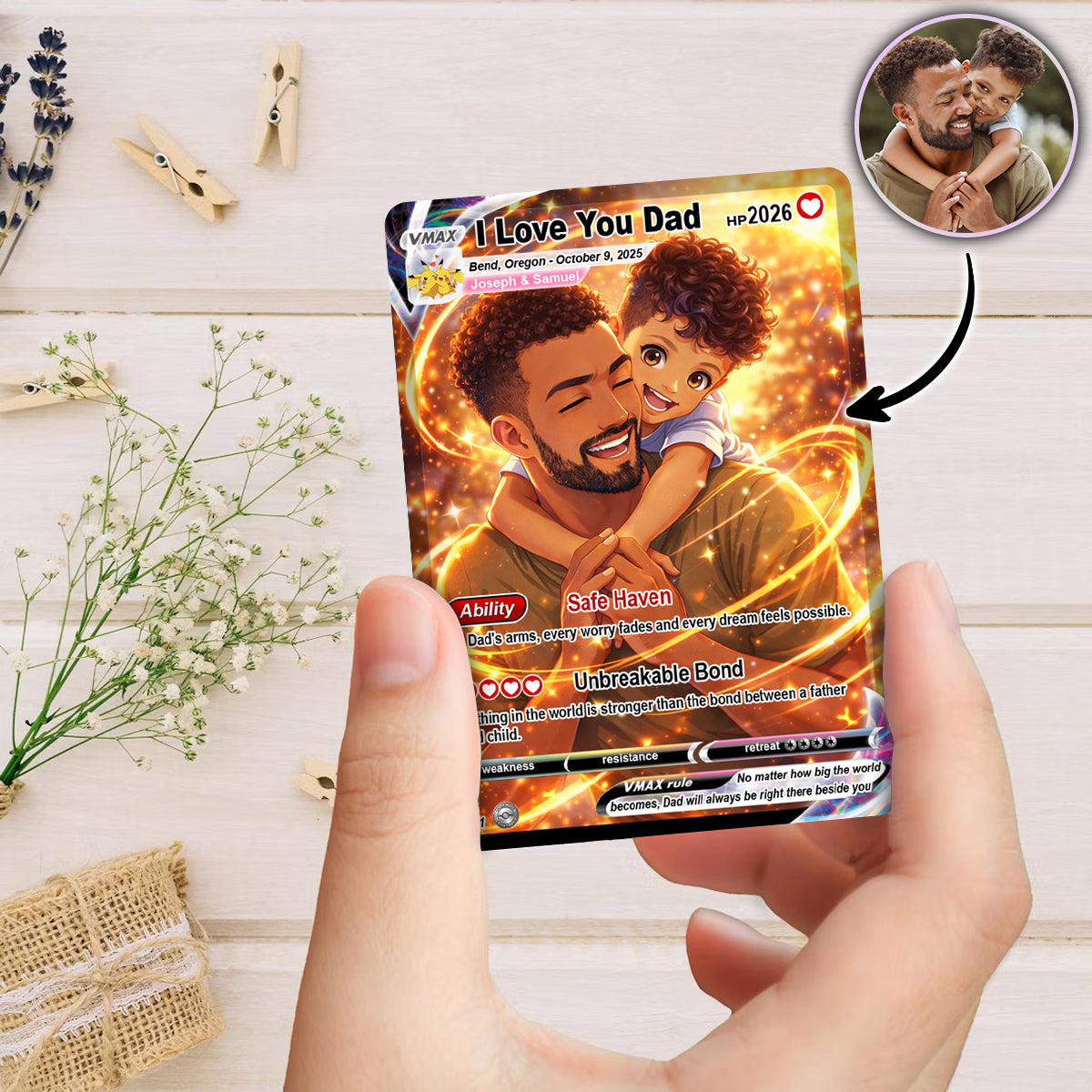 Personalized Dad Trading Card Custom Photo Gift for Father