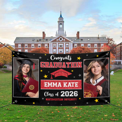 Personalized Graduation Banner Party Decorations - Congratulations Photo Banner, Class of 2026 Banner