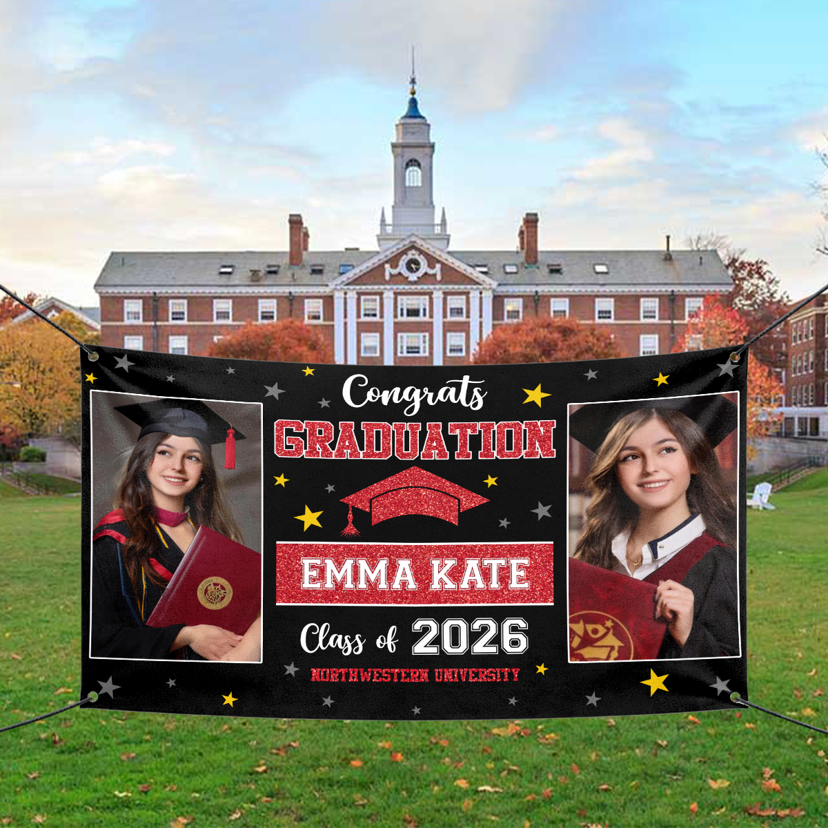 Personalized Graduation Banner Party Decorations - Congratulations Photo Banner, Class of 2026 Banner