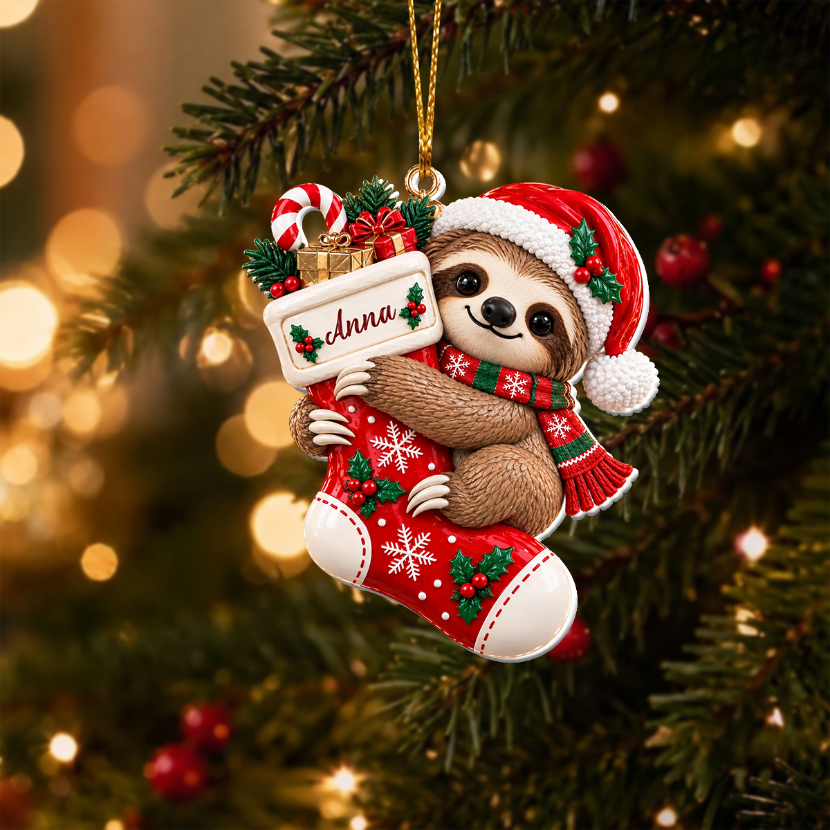 Personalized Christmas Stocking 3D Ornament, Custom Holiday Decoration for Animal Lovers, Cute Xmas Tree Hanging Decor