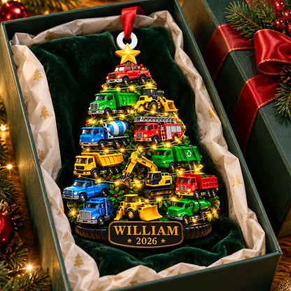 Custom Name Truck Kids Christmas Tree - Personalized Custom Shaped Acrylic Ornament - Christmas Gift For Kids, Son, Grandson