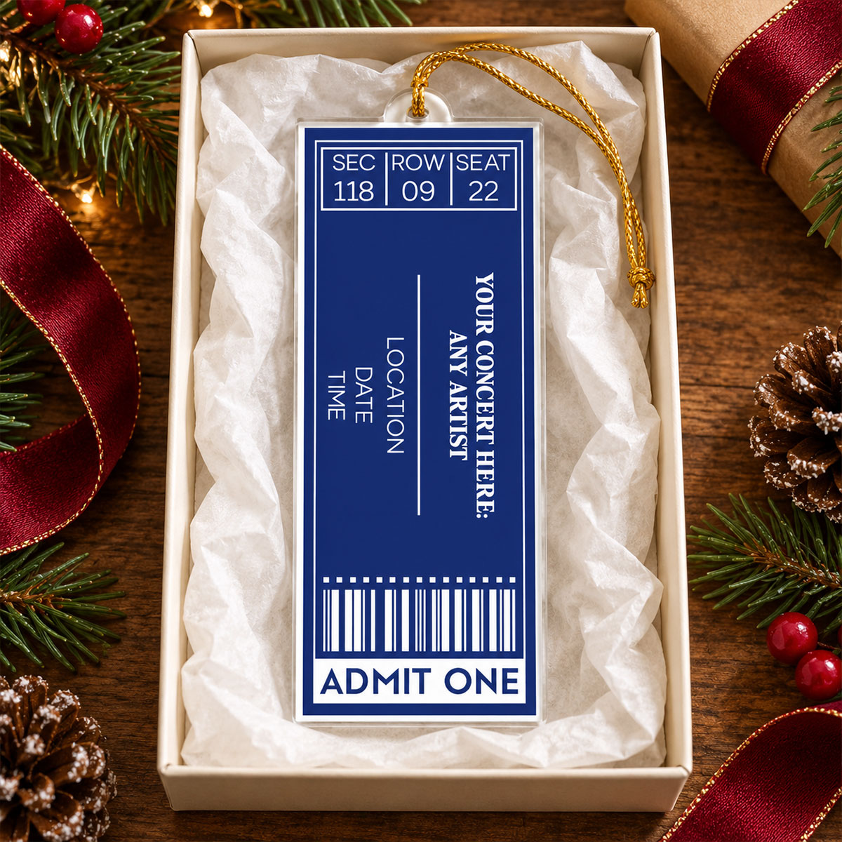 Favorite Concert Ticket Music Lovers Gifts, For Daughters, Friends - Personalized Acrylic Ornament