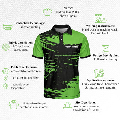 Custom Name Pickleball Polo Shirt Green Black Performance Team Jersey Unisex