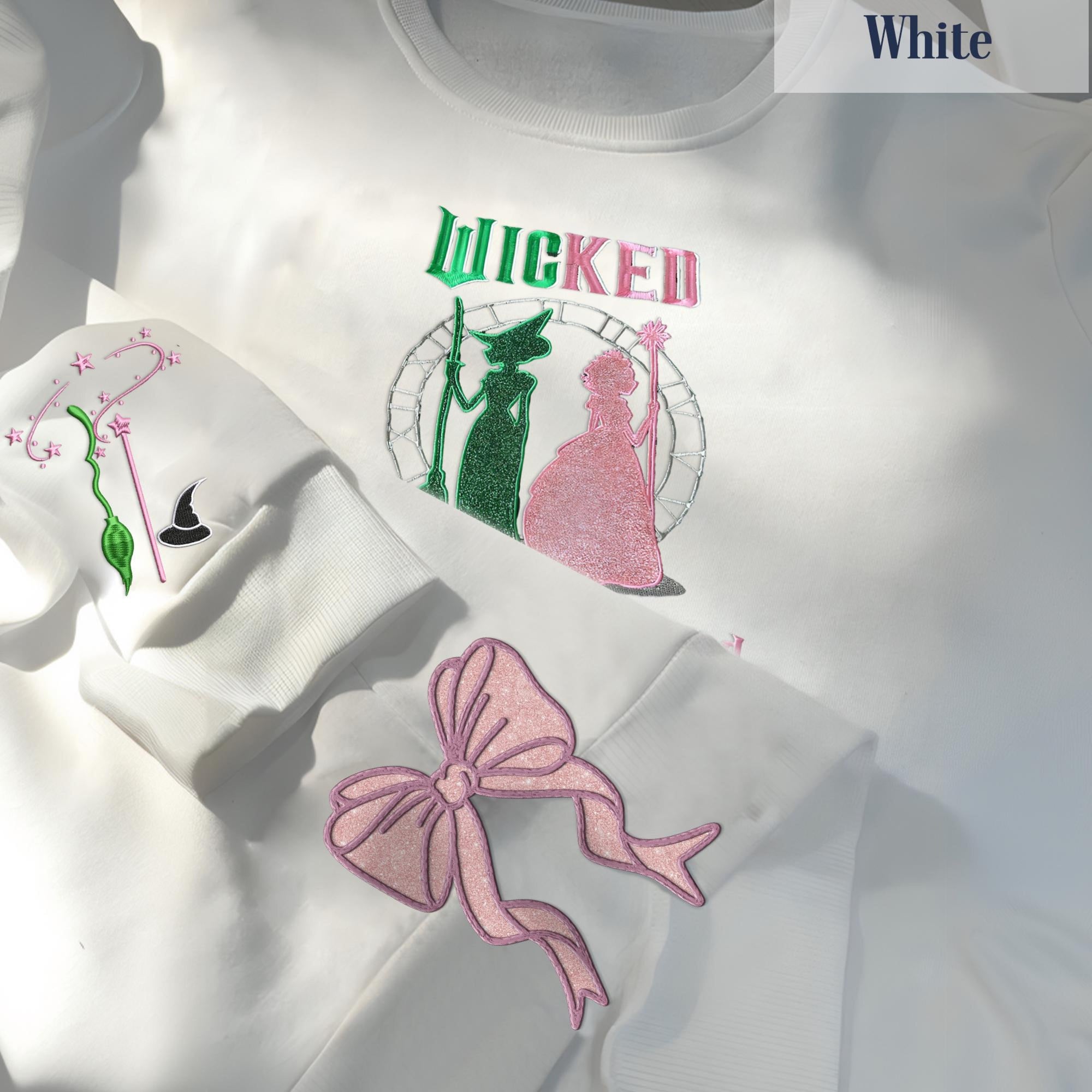 Wicked Glitter Embroidered Side Bow Cut-Out Sweatshirt, Embroidered Sweatshirt, Movie Fan Xmas Gift 3_1f8223e8-7de8-42ba-a579-c01c99587bca.jpg