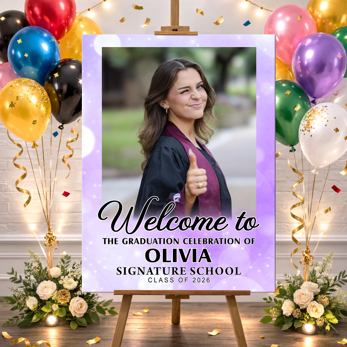 Colorful Personalized Graduation Welcome Sign Party