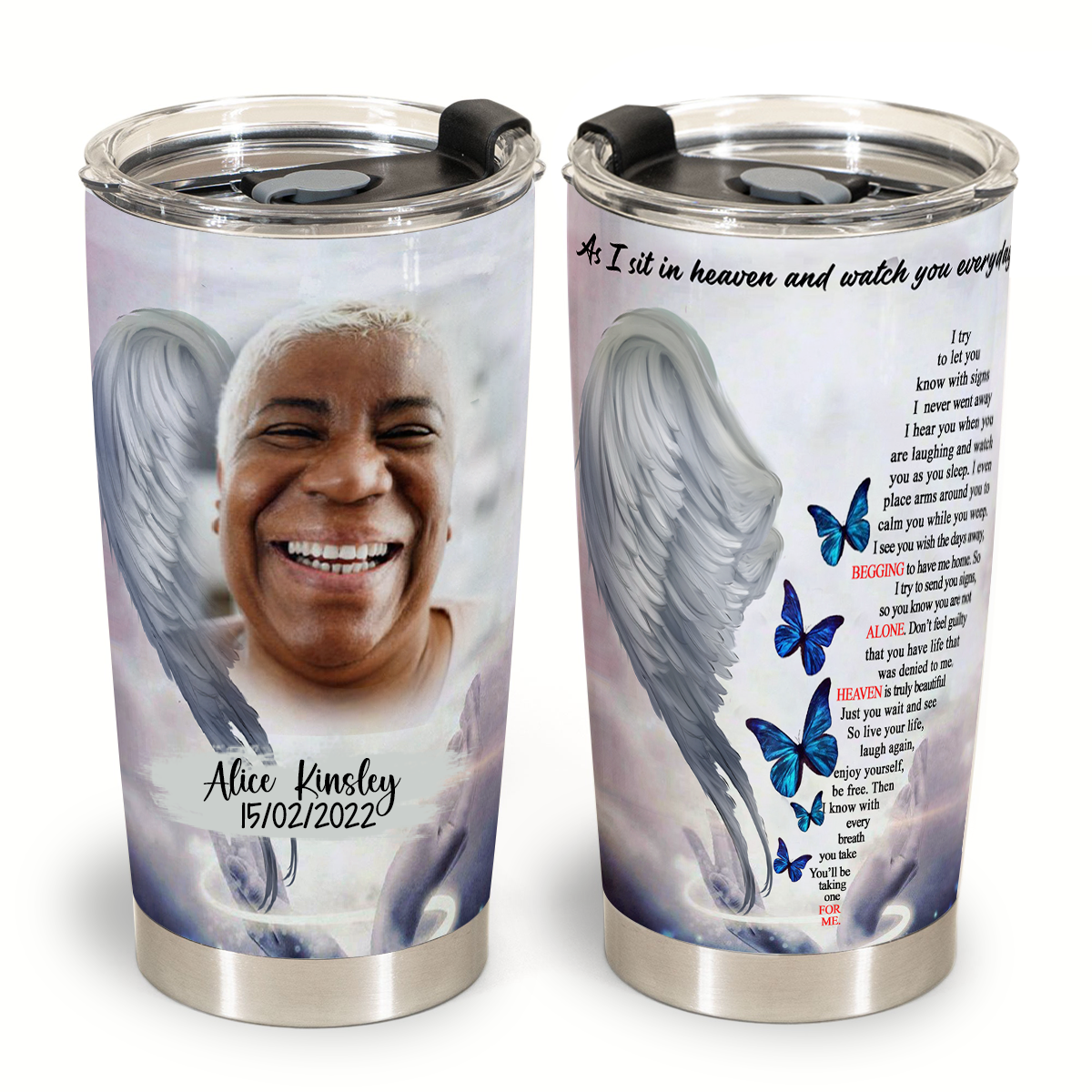 In Loving Memory Gifts - As I Sit In Heaven Angel Wings - Personalized Tumbler Cup 3_21b26a1b-197e-4912-b9c6-5845d186239f.png