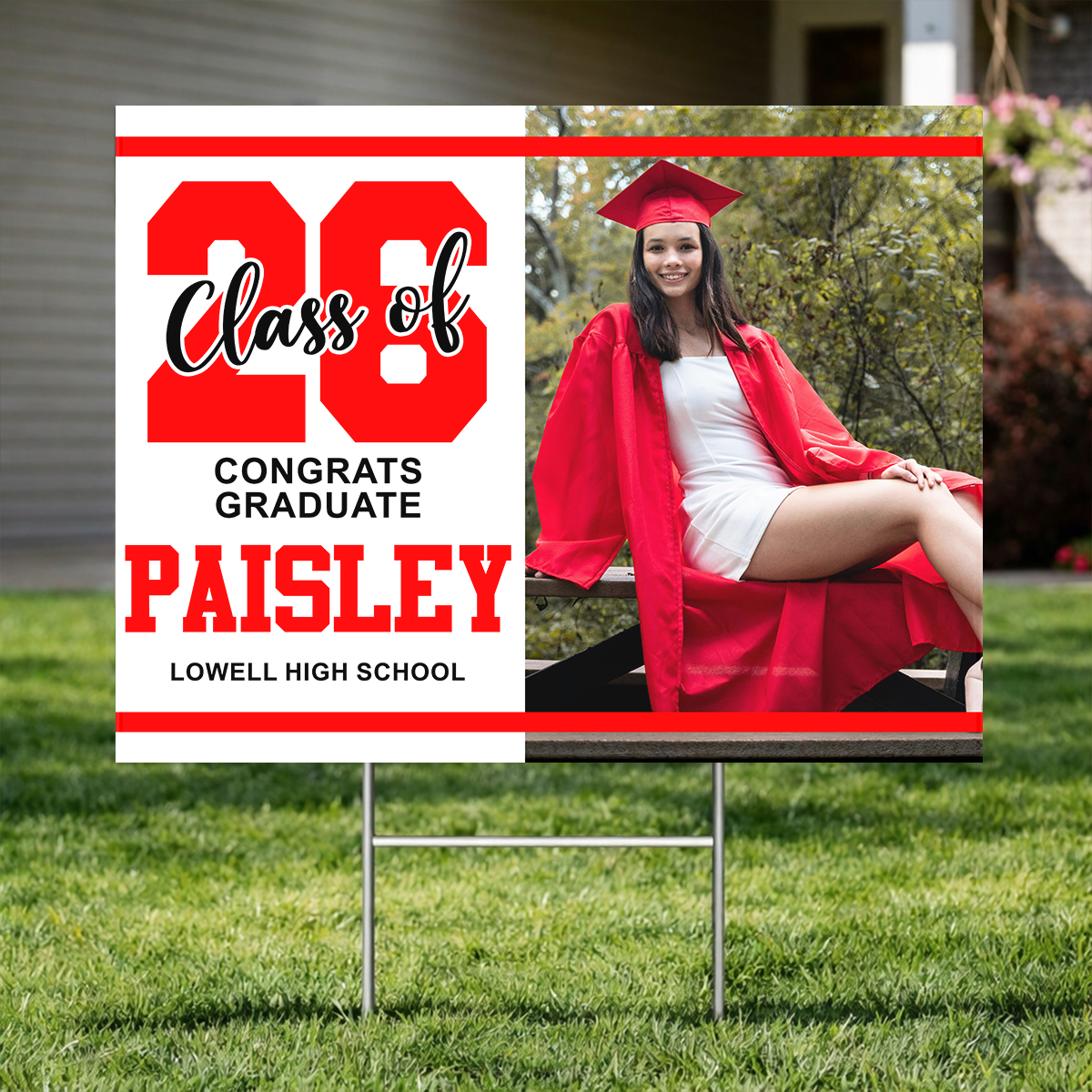 Class of 2026 Congrats Graduation Yard Sign - Personalized Graduation Lawn Sign With Stake