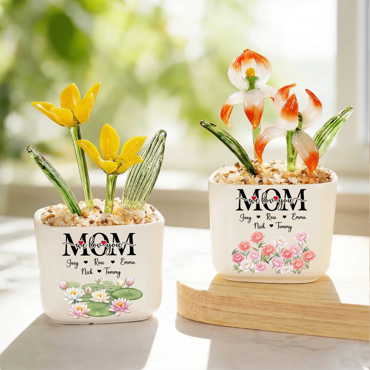 Mom We Love You - Personalized Glass Everlasting Flowers