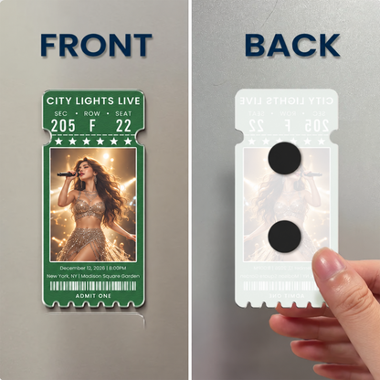Custom Concert Ticket With Photo Music Event For Fans, Music Lovers - Personalized Magnet