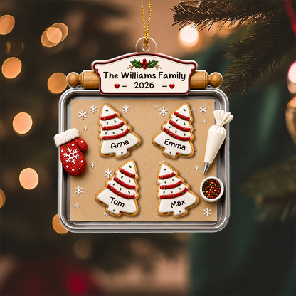 Christmas Tree Cakes Tray Custom Family Names - Personalized Acrylic Ornament - Christmas Gift For Family