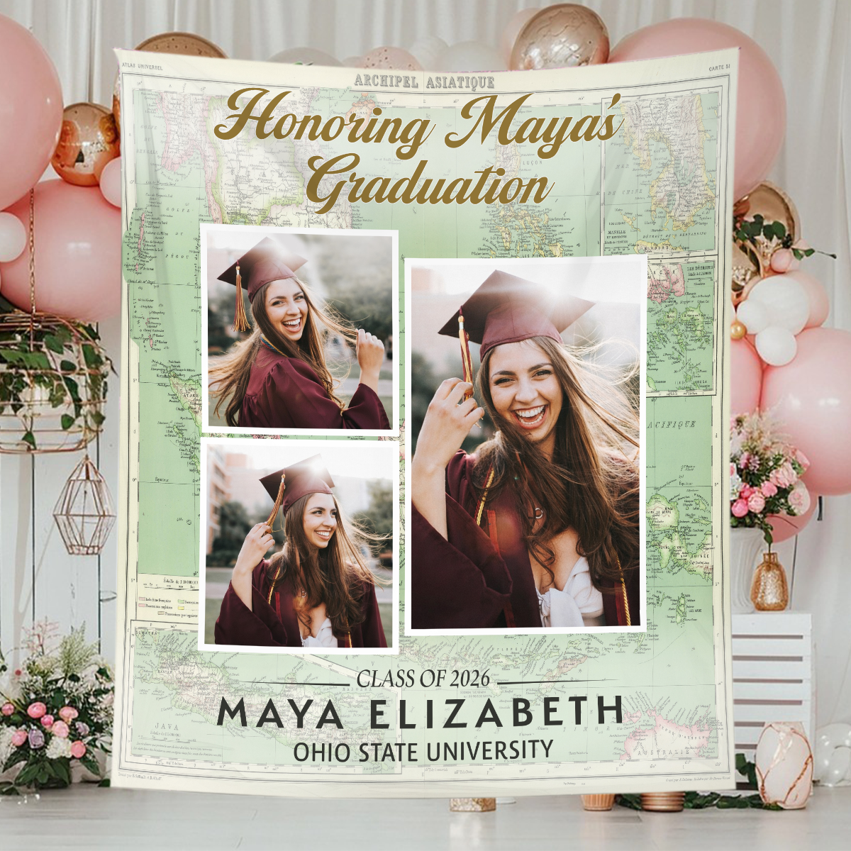 Grad Party Photo - Personalized Graduation Backdrop