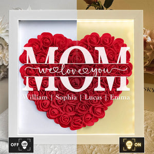 We Love You Mom - Personalized Flower Shadow Box