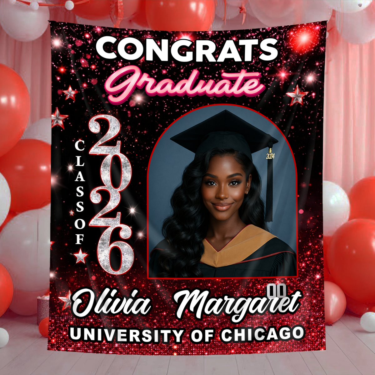 Grad Party Photo Shine Personalized Graduation Backdrop