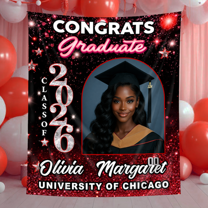 Grad Party Photo Shine Personalized Graduation Backdrop