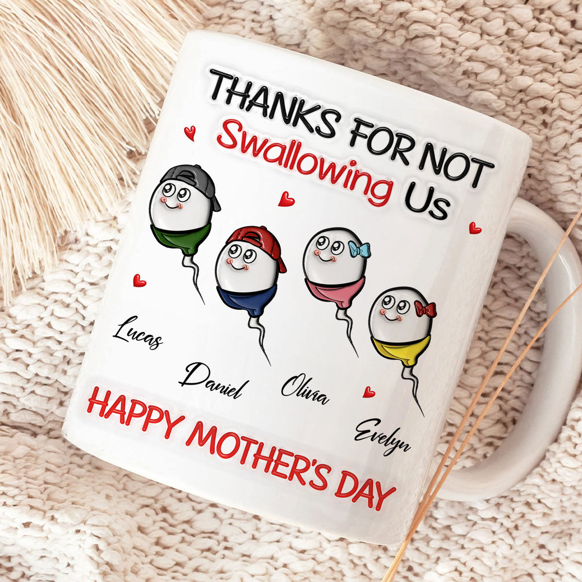 Thanks For Not Swallowing - Personalized Custom 3D Inflated Effect Mug