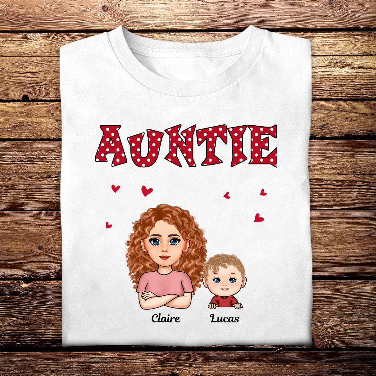 Polka Dot Pattern Auntie And Kids - Personalized Apprael - Gift For Aunt, Mother's Day, Gift For Mother 3_3539c102-0bee-48e2-a6ea-a5a19969d0a0.jpg