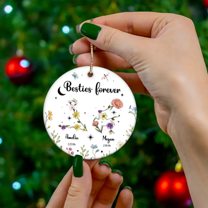 Sisters Besties Friends Zodiac Birth Month Flowers - Personalized Ornament - Christmas Gift, Birthday Gift For Sisters, Besties, BFF 3_3_11zon.png