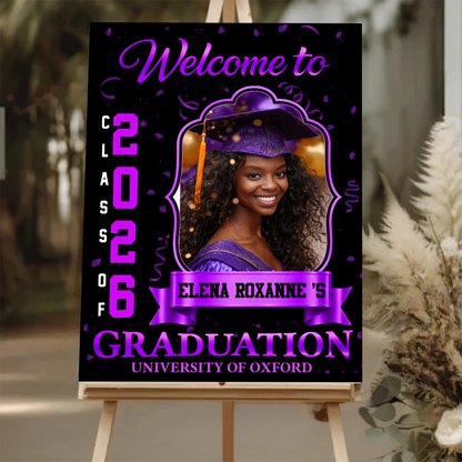 Class Of 2026 Gold Graduation Personalized Welcome Sign