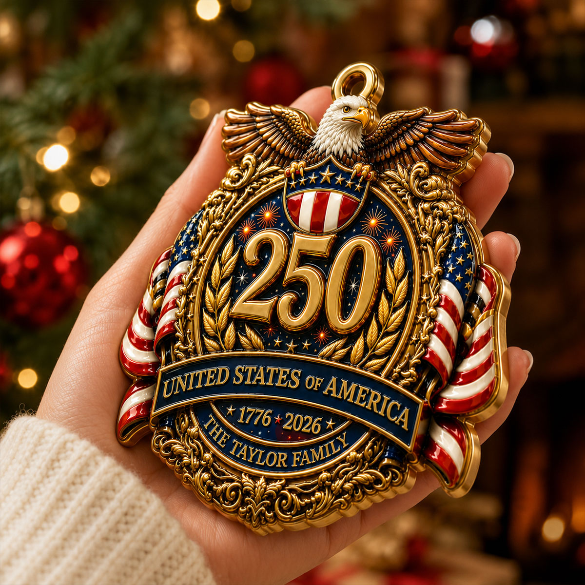America 250 Decorations Anniversary - Real 3D Raised Ornament