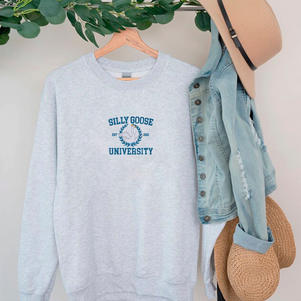 Embroidered Silly Goose University Shirt, Goose Crewneck Sweatshirt, Funny Sweatshirt, Funny Embroidered Tees, Group Gang Goose Shirt 3_3ebcac6c-a5ae-498f-ac59-dc85375397ac.jpg