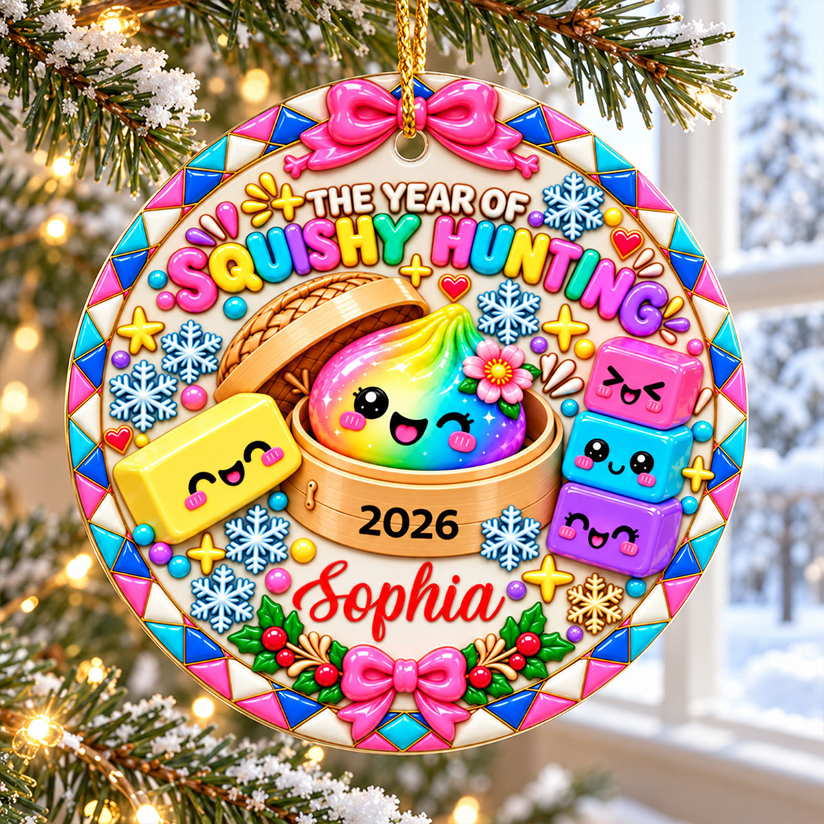 The Year of Squishy Hunting - Personalized Ceramic Ornament - Christmas Gift for Daughter, Granddaughter, Children
