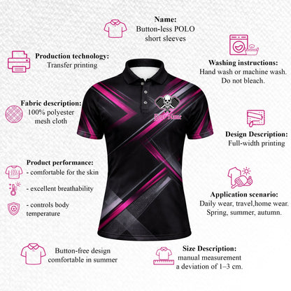 Custom Team Pickleball Polo Shirt Personalized Name Skull Paddle Sport Shirt Black Pink Performance Polo