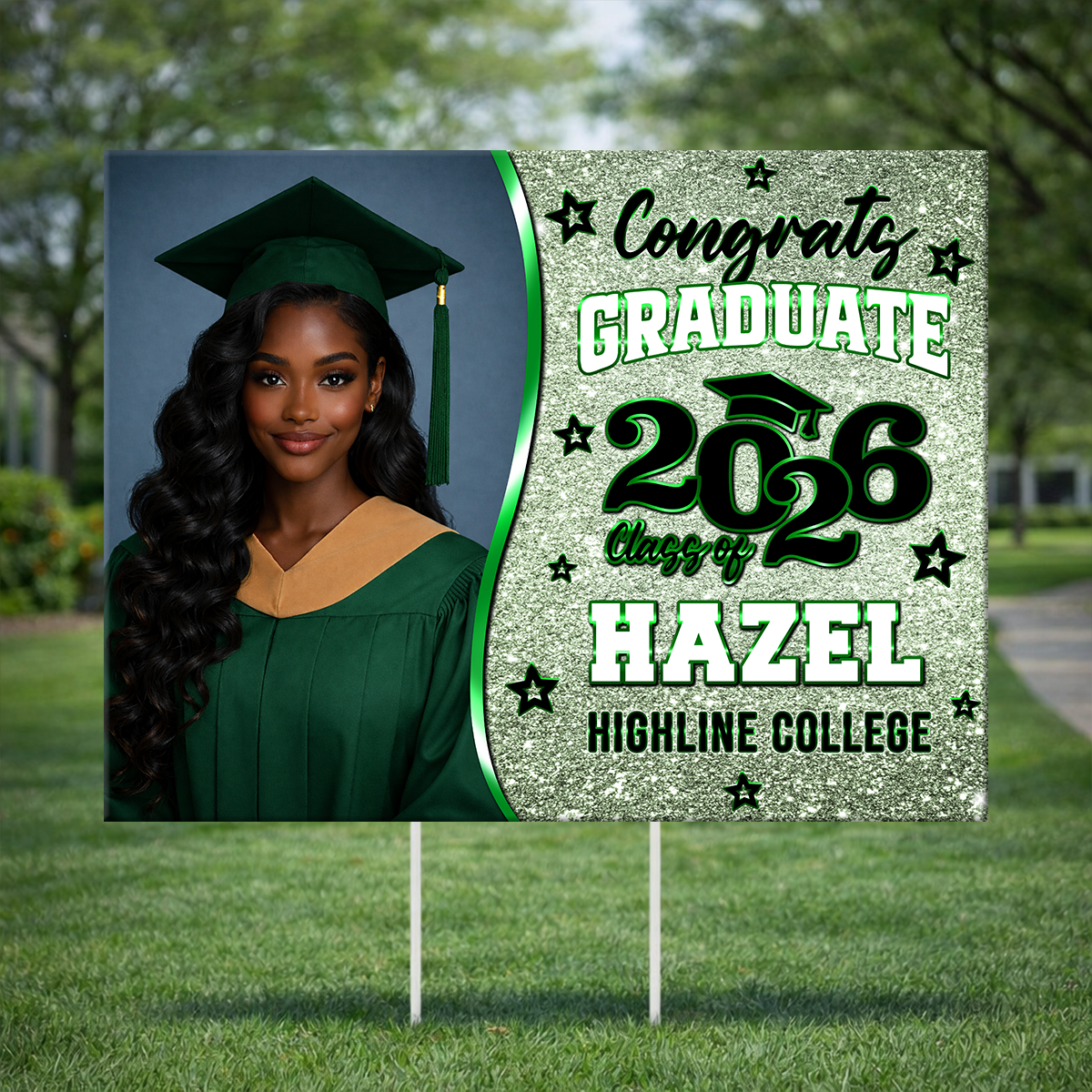Class Of 2026 Glitter Yard Sign - Personalized Lawn Sign