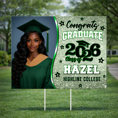 Class Of 2026 Glitter Yard Sign - Personalized Lawn Sign