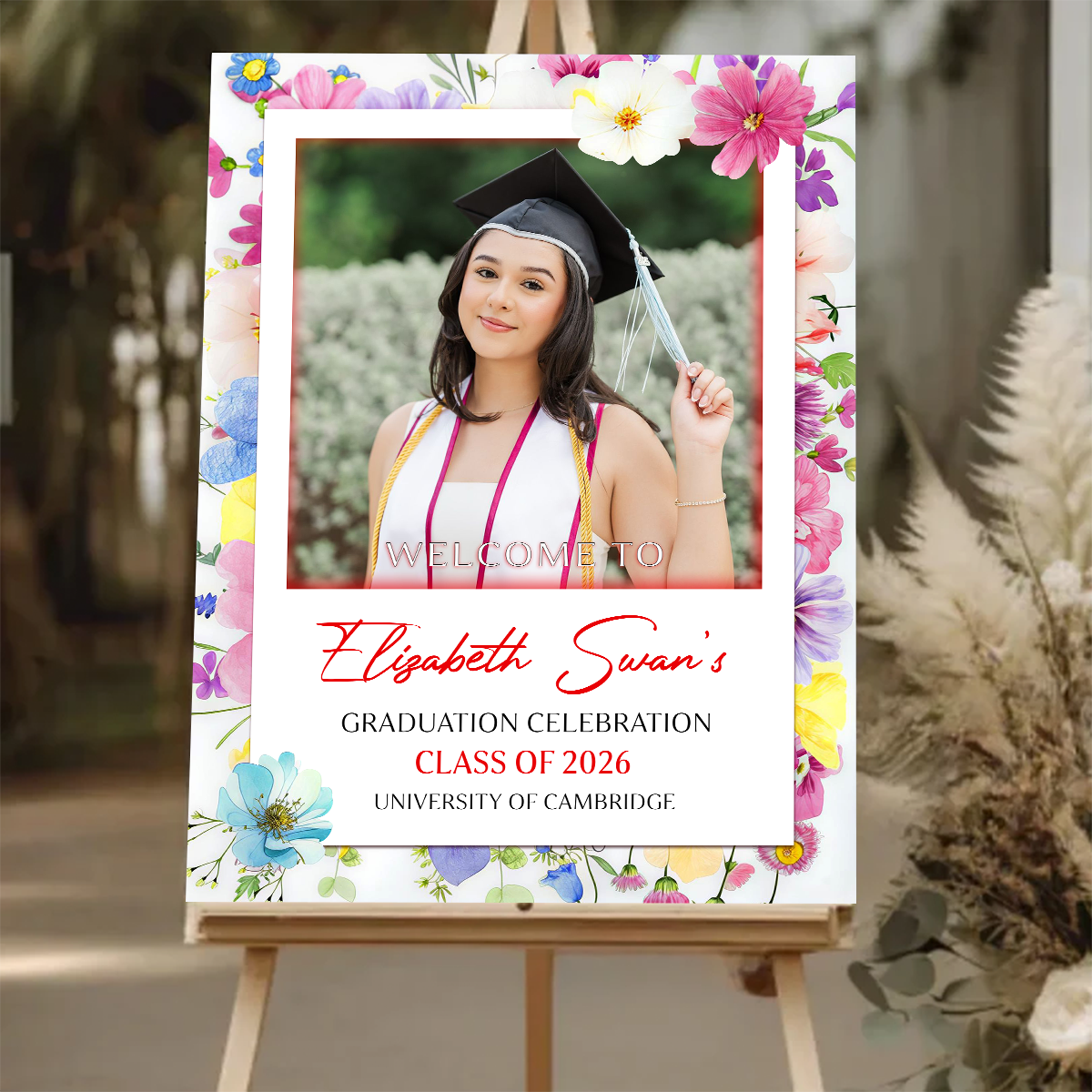 Floral Personalized Graduation Welcome Sign Party